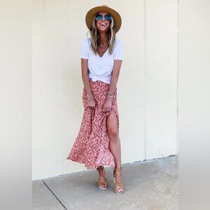 Abercrombie and Fitch Summer Floral Slit Maxi Skirt
